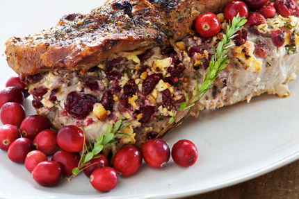 Cranberry Feta Stuffed Pork Loin, Photo by Dennis Evans, Recipe featured in East Coast Living